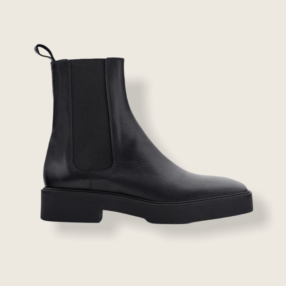 Zara Square Toe Ankle Leather Boots